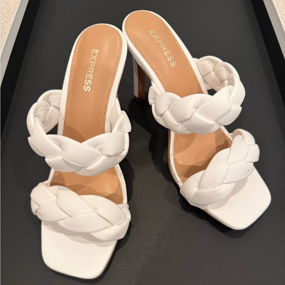 Express Women's Braided White Heeled Sandals